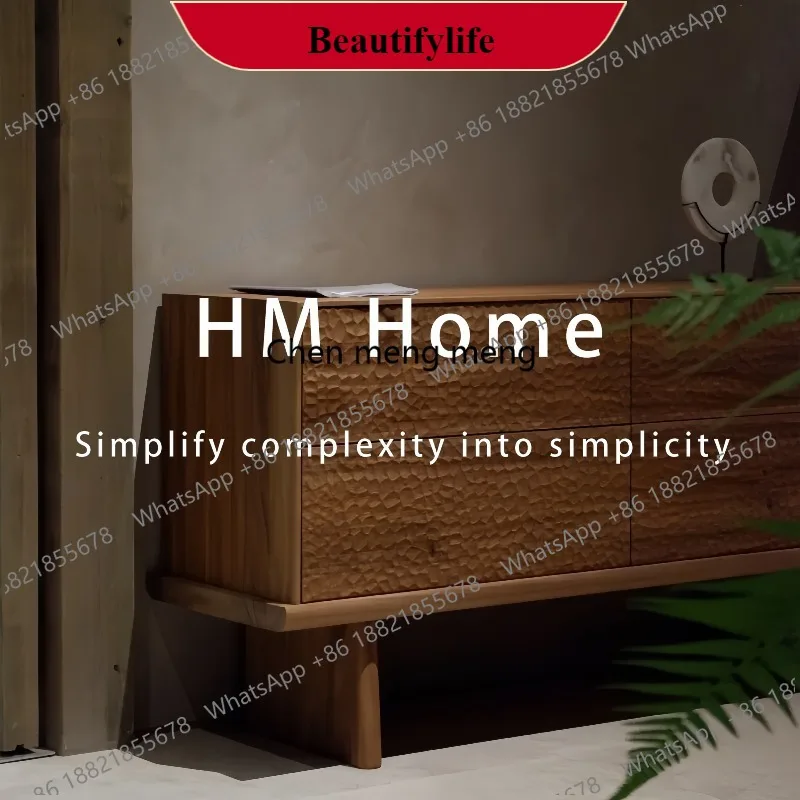 

N178 Solid wood chest retro style living room home porch cabinet designer storage locker