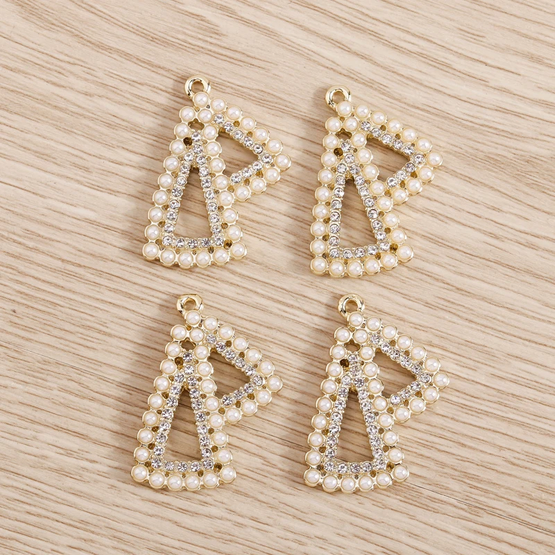 4pcs 23x29mm Cute Pearl Crystal Bow Tie Charms Pendants for Jewelry Making Necklaces Earrings Bracelets DIY Crafts Accessories