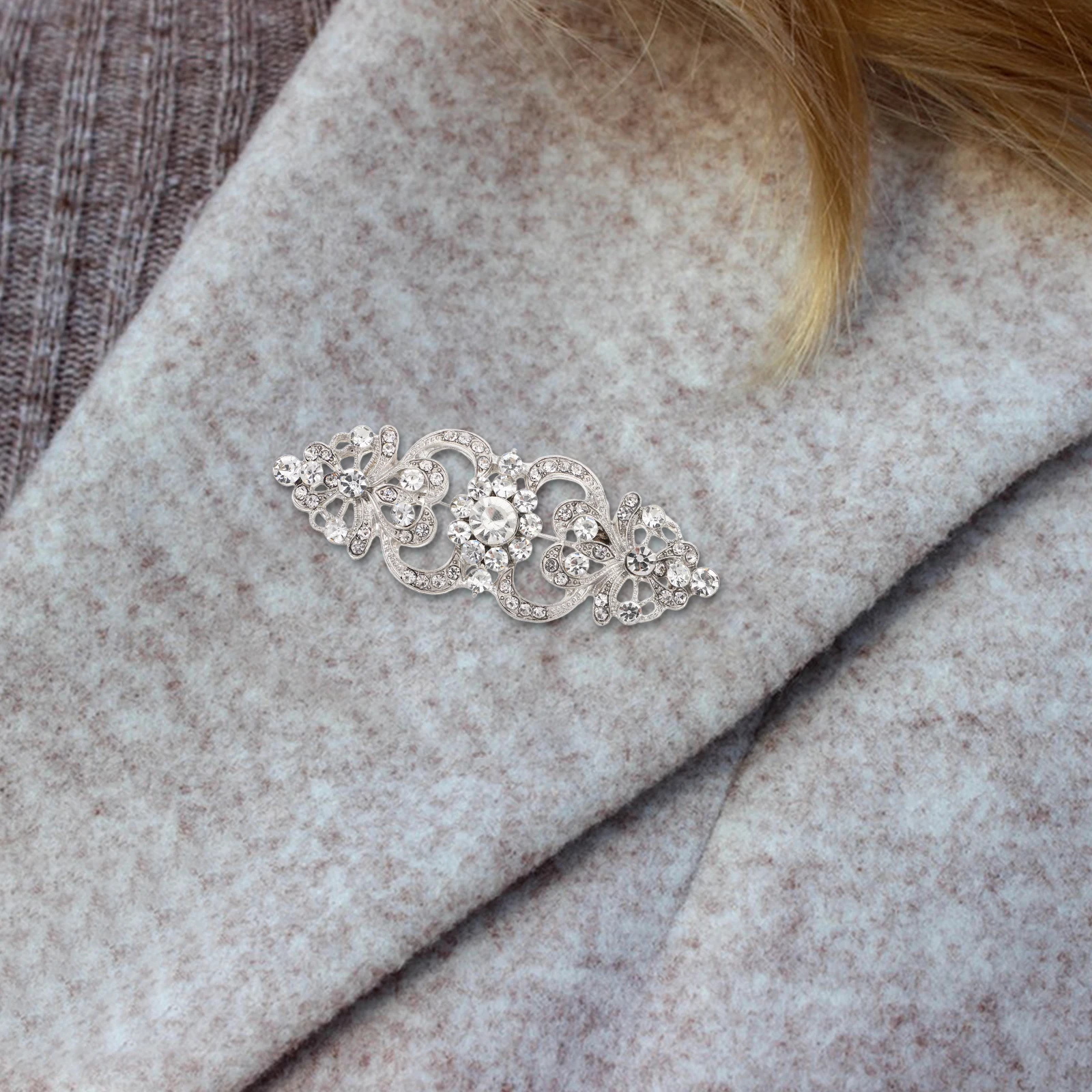 

and Diamond Brooch Dress Pin Sweater Silver Alloy Crystal Brooches for Women Miss