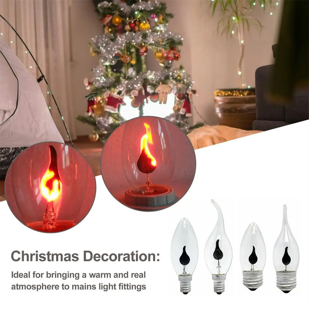 E14 E27 LED Flame Effect Light Bulb 3W AC 220V Flickering Candle Bulb Creative Vintage Atmosphere Decorative Lighting