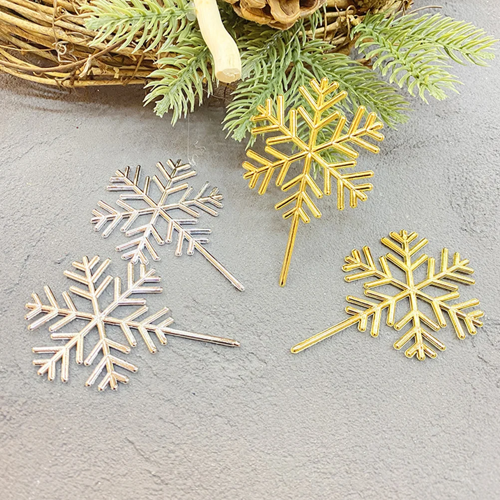 

40Pcs Snowflake Cake Topper Christmas Decorations for Desserts Cupcakes Fruits Bowl Holiday Party Decoration Cake Decor Picks