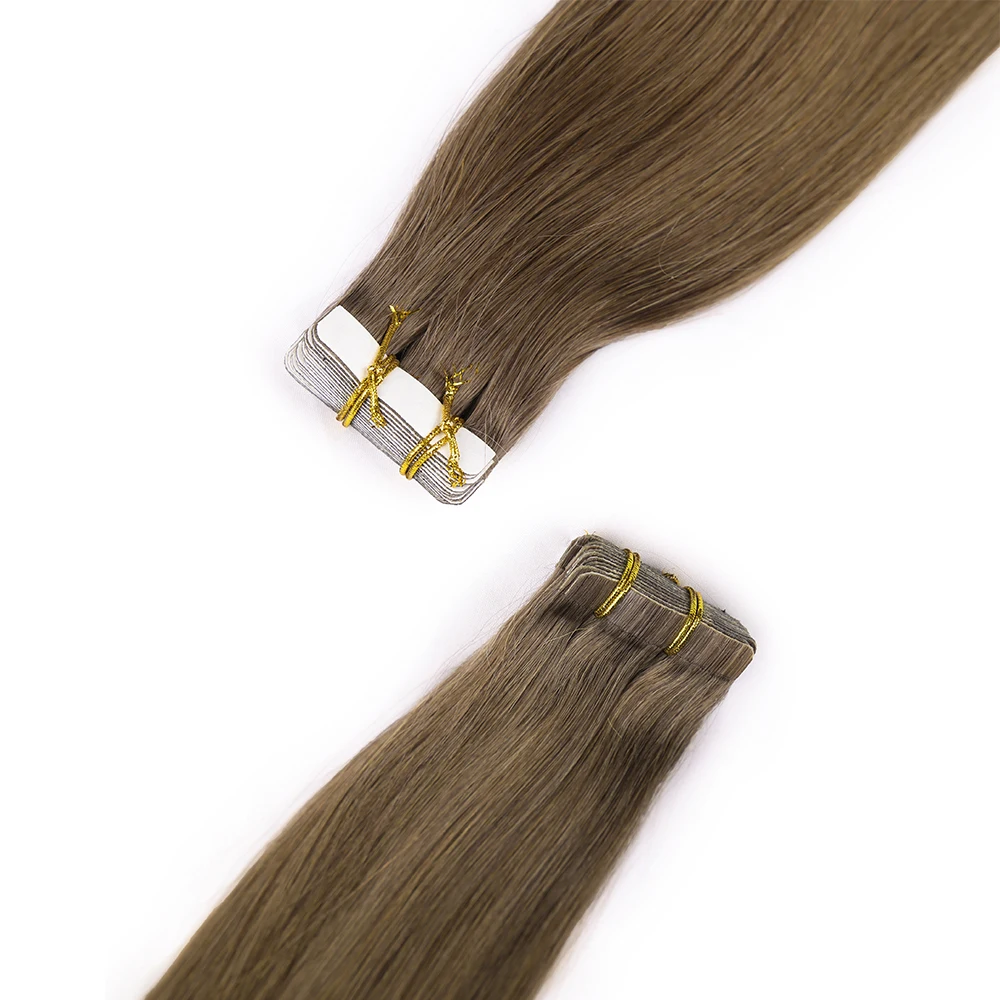 Light Brown Tape In Hair Extensions 100% Remy Real Hair Tape In Human Hair Extensions for Women Natural Seamless Weft 24 Inch