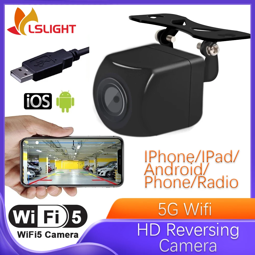 Rear View Camera Wifi 5G HD Night Vision Wireless Waterproof Reversing Camera 12V Support Android Ios And Radio Car Accessories