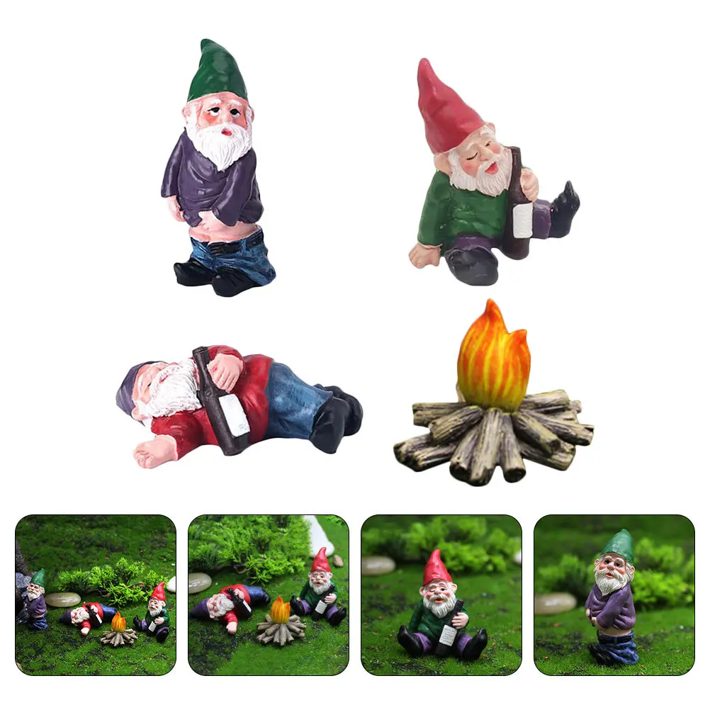 4 قطعة حديقة صغيرة جنوم ديكور الراتنج قزم التماثيل في الهواء الطلق فناء المشهد زخرفة المشهد الصغير قزم الديكورات الراتنج الحرف