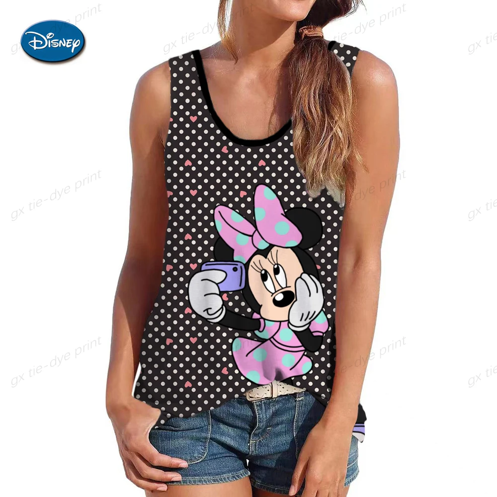 Disney kawaii engraçado regata mickey camiseta colete minnie mouse camiseta feminina roupas femininas kawaii tshirt