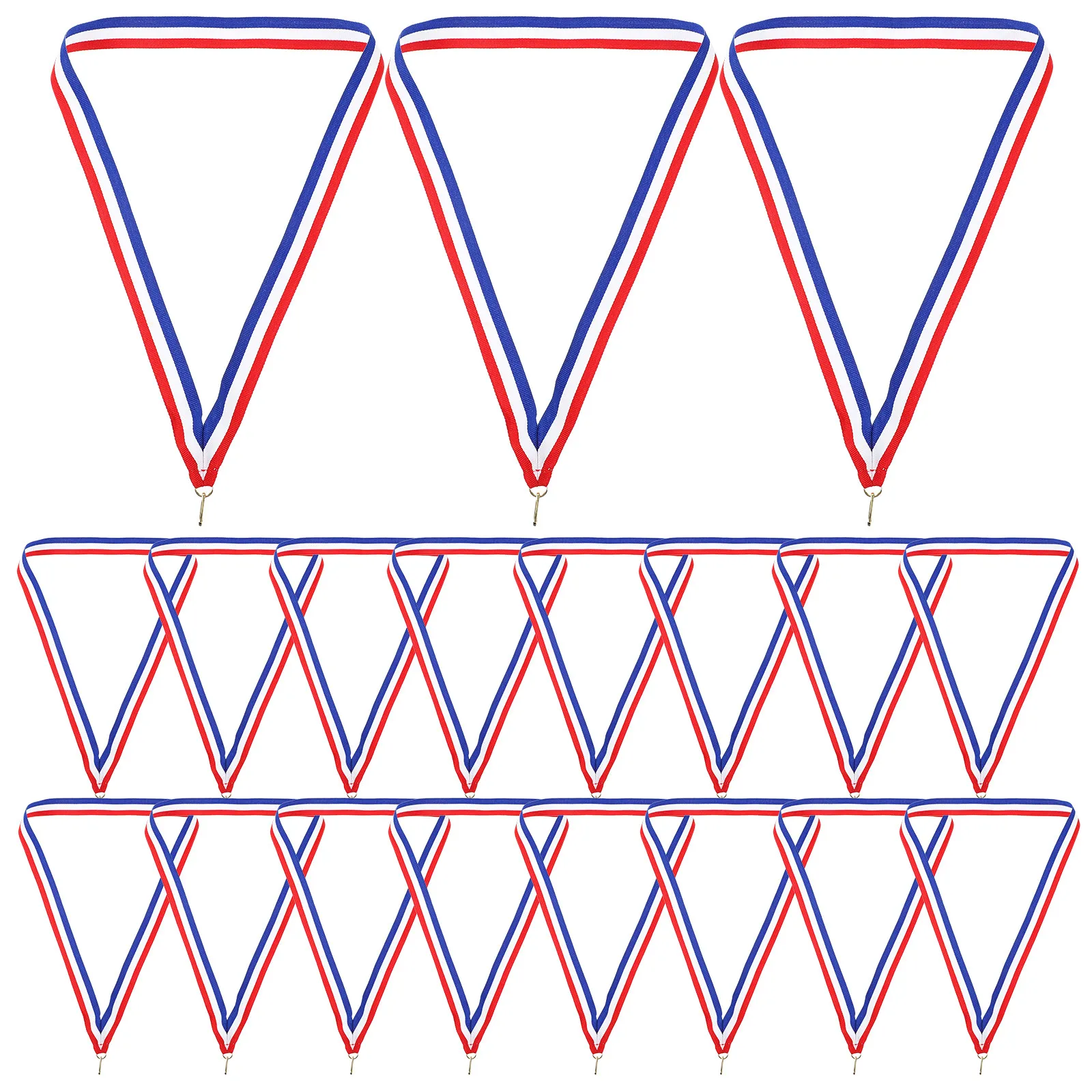20Pcs Multi-Function Medal Ribbons with Snap Clip Lanyard for Sports Competitions Parties School Rewards Relay Races Award