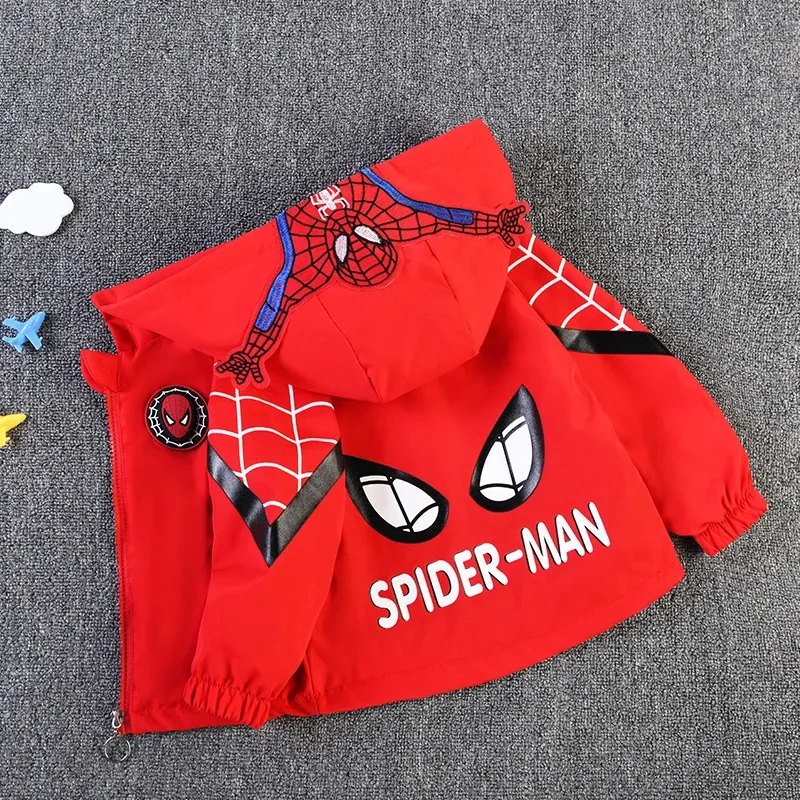 New Spring Autumn Red Blue SpiderMan Thin style Children costume boys Coats Jacket girls Hooded Coat Kids Outwear boy Clothing