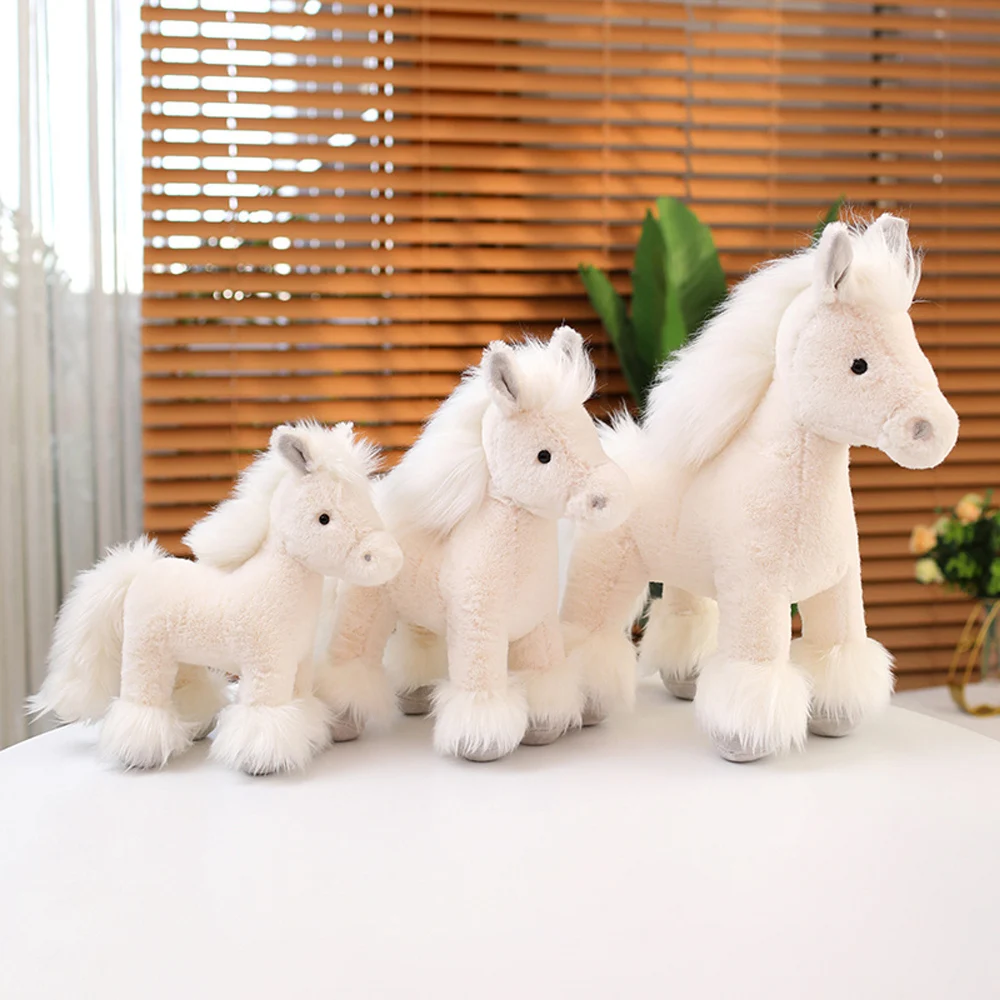 Simulated Fluffy Horse Plush Toys Lifelike Paint Horse Stuffed Soft Real Life Dolls Toys for Children Birthday Gifts for Kids