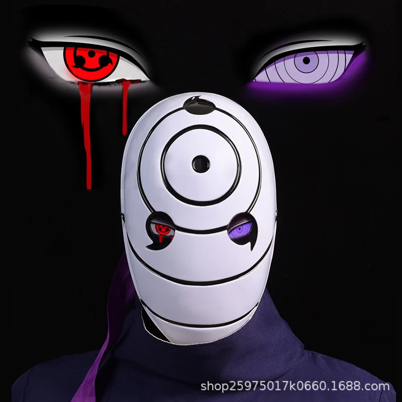 Naruto Anime Helmet mask eyes shining Cosplay Uchiha Obito Shine Mask Akatsuki Sharingan Cartoon Shine Highly Imitative toy Mask view 2
