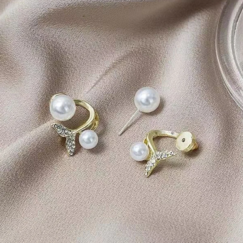 New Korean Fashion Pearl Zircon Earrings for Women Earing Jewelry Earings Creative Design Premium Earrings Two Wearing Methods