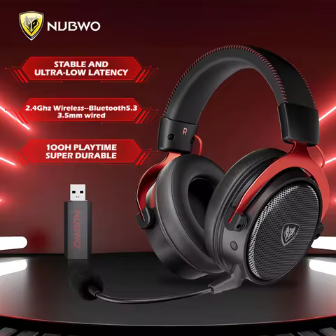 NUBWO G07 Wireless Gaming Headset for PC, PS4, PS Gaming Headphones with Fixed Mic 2.4GHz Ultra-Low Latency Noise Cancelling MIC
