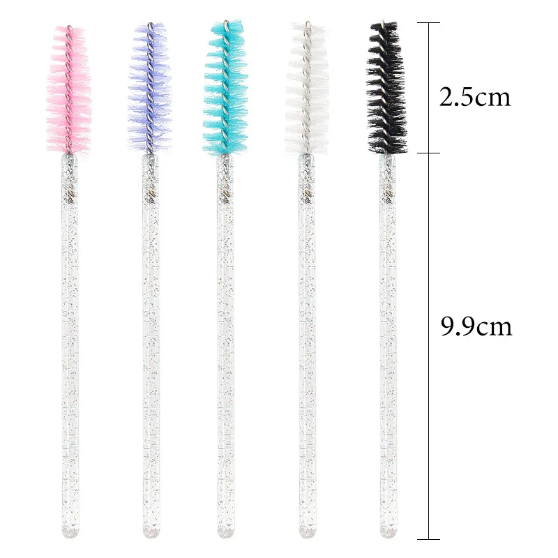 100 Stuks Kristal Wegwerp Wimper Borstels Spoolies Micro Lash Mascara Wands Kammen Groothandel Voor Wimpers Extension Make-Up Tool
