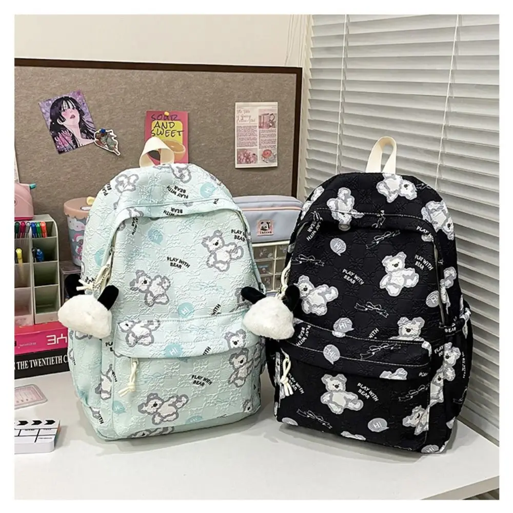 حقيبة ظهر كاجوال على شكل الدب الكرتوني خفيفة الوزن بسحاب للطلاب حقيبة مدرسية مقاومة للاهتراء بسعة كبيرة حقيبة ظهر للسفر