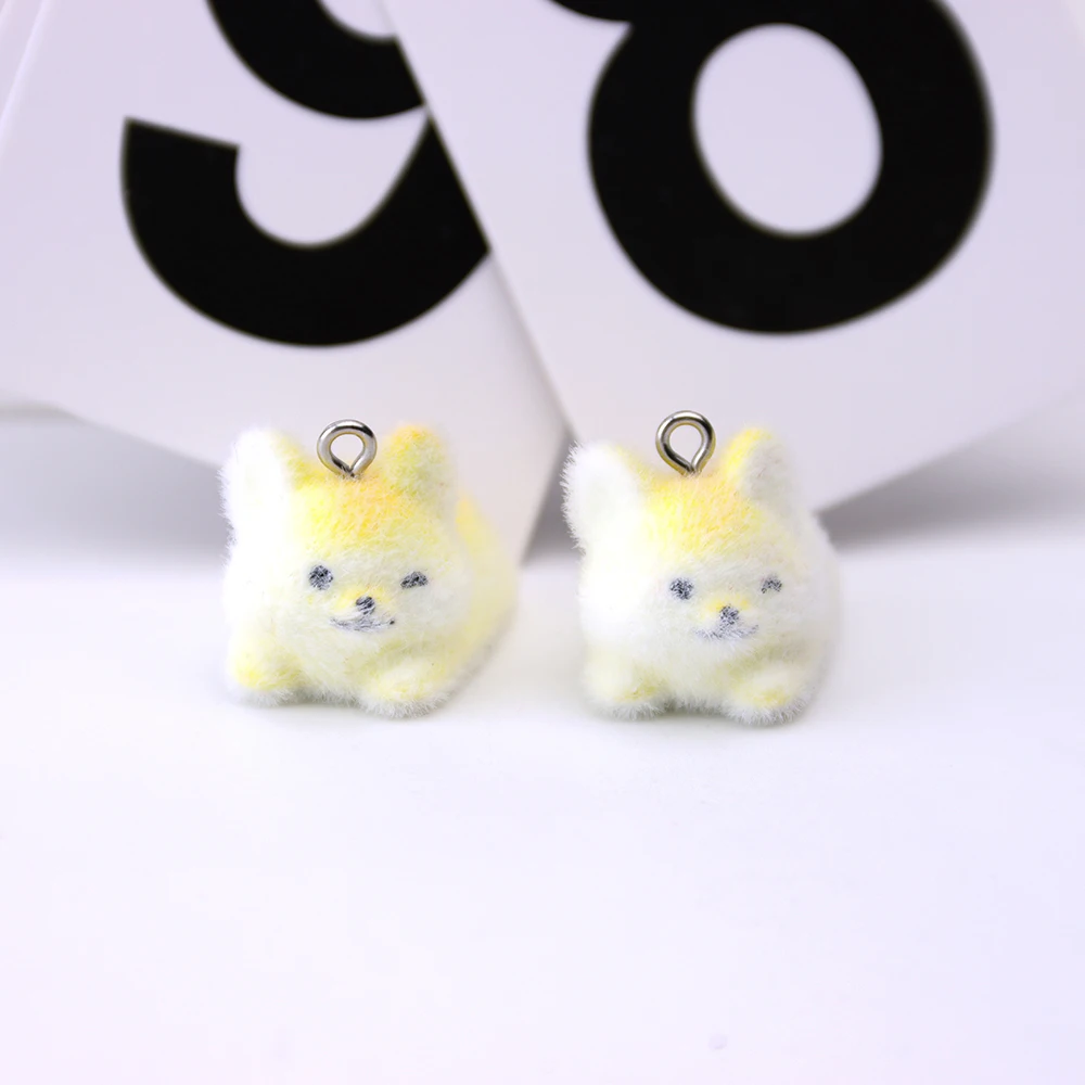 30 PCS 3D Flocking puppy Charms Plush Dolls Pendants  for Necklace Keychain Jewelry Making DIY Handmade Accessories Wholesale