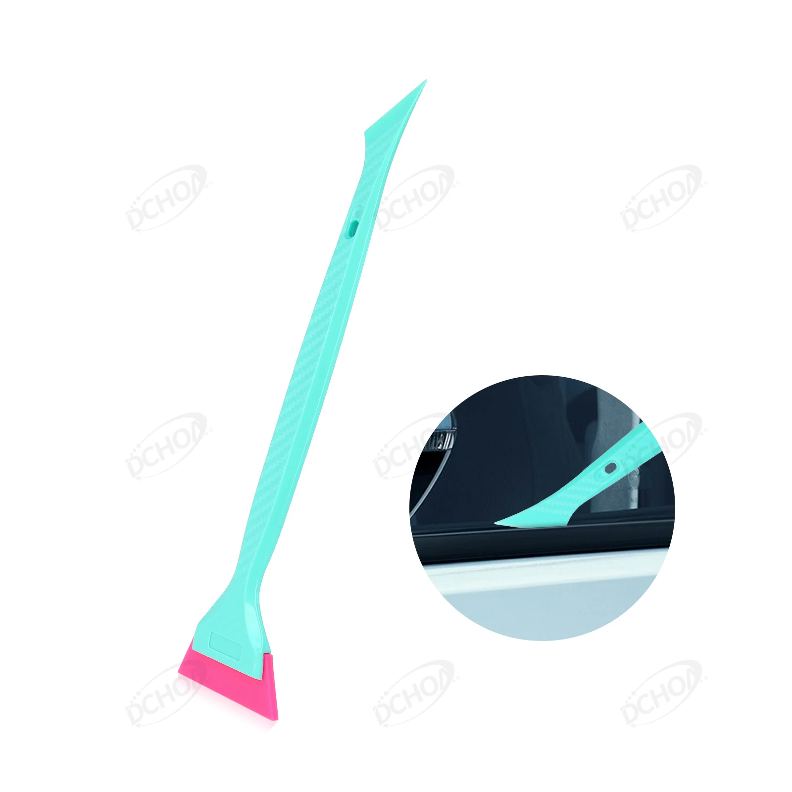 DCHOA Dual-Purpose Long Handle Window Film Scraper Car Wrapping Tool for PPF Vinyl Wrap Tint Film Detail Installation