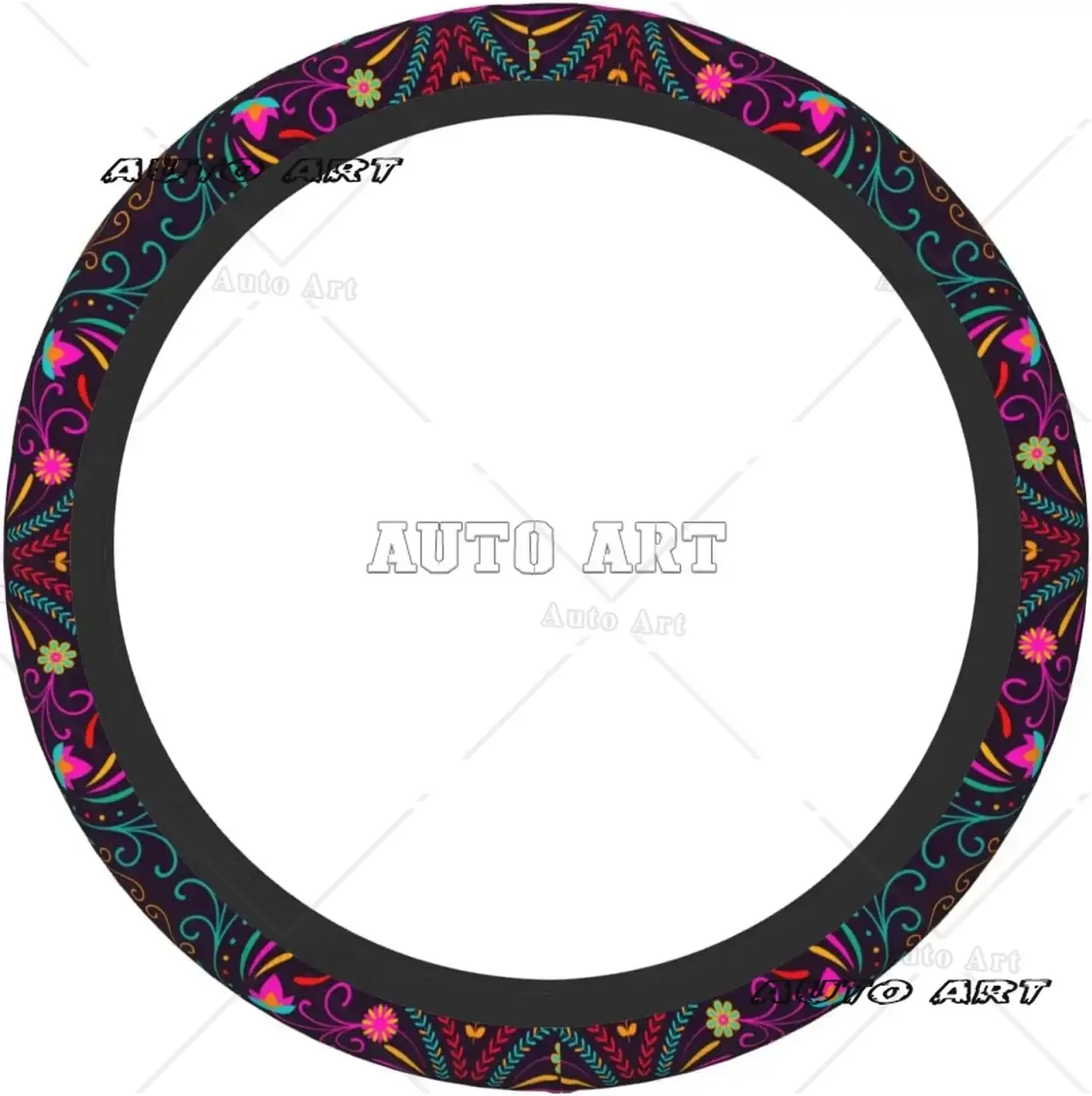 Mexican Flower Steering Wheel Cover Universal 15 Inch Car Wheel Protector Car Steering Wheel Accessories for Women Girls