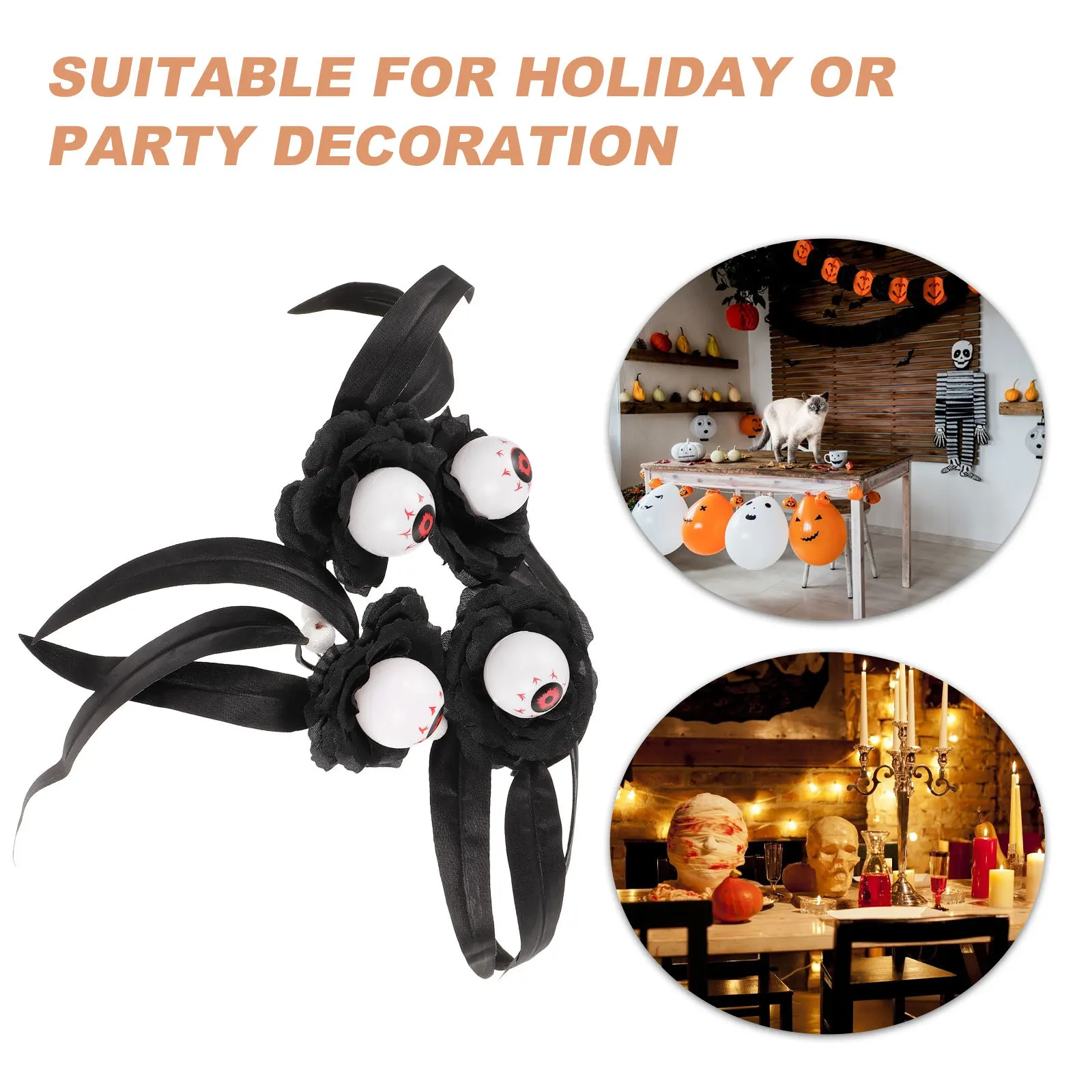 

Decorative Ring Black Eyeball Halloween Wreath Simulated Holder Wreath Spooky Ambiance Party Prop