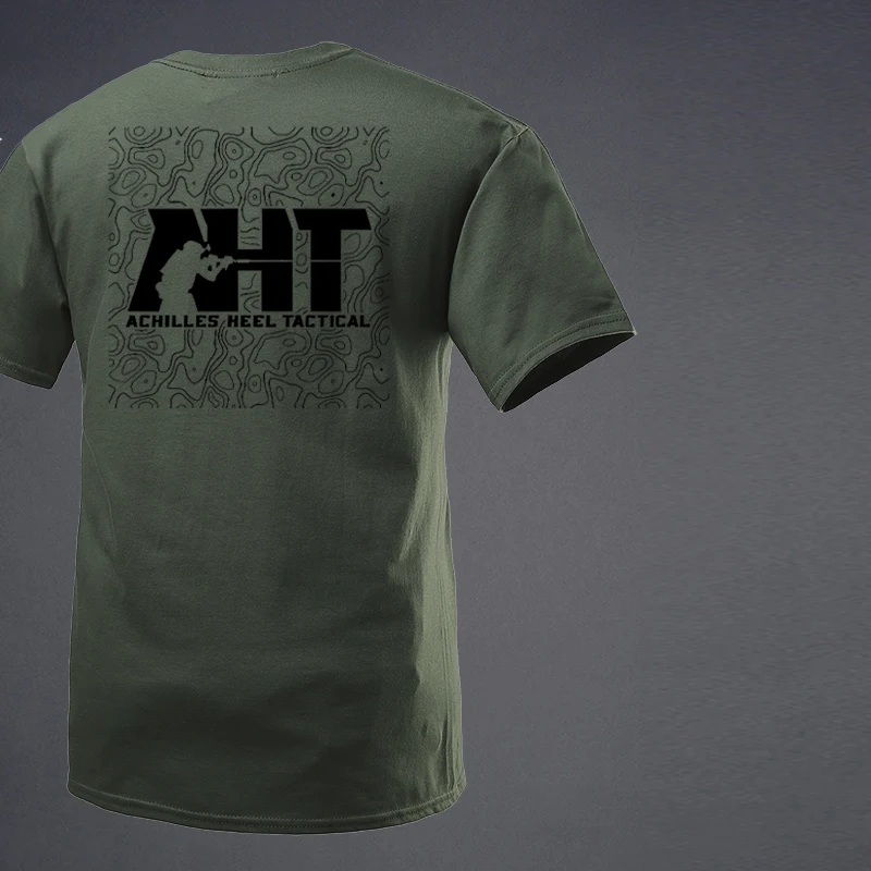 Men Clothes The Achilles Contour Lines T-Shirts Streetwear Tactical T-shirt Loose Tops Breathable Tee Military Enthusiast