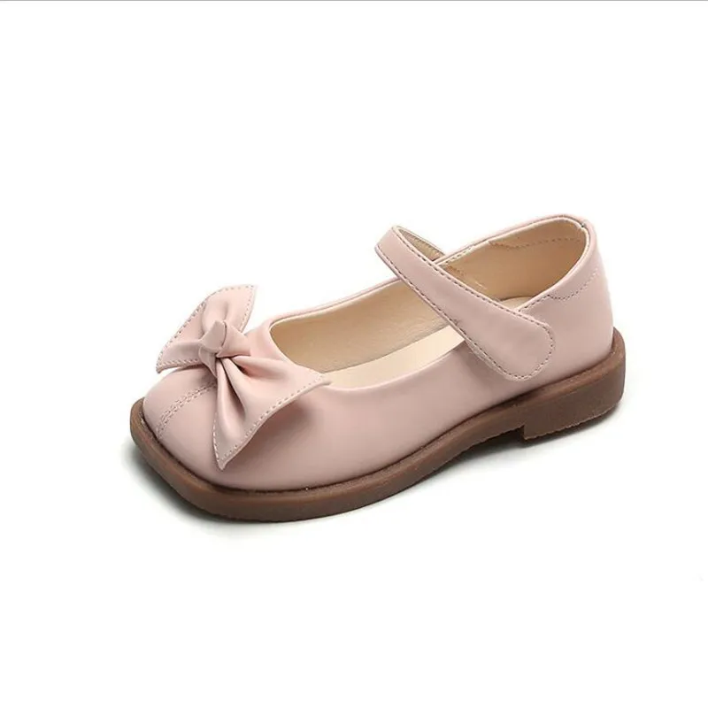 

Girls' shoes spring and autumn new style leather upper bowknot princess shoes girl's small leather shoes soft sole casual shoes