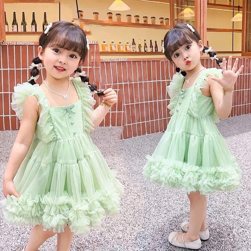 2-10 Years Toddler Kids tutu Dresses for Girls Sleeveless Princess Dress Children Summer Outfits Clothing Kids Dresses for Girls