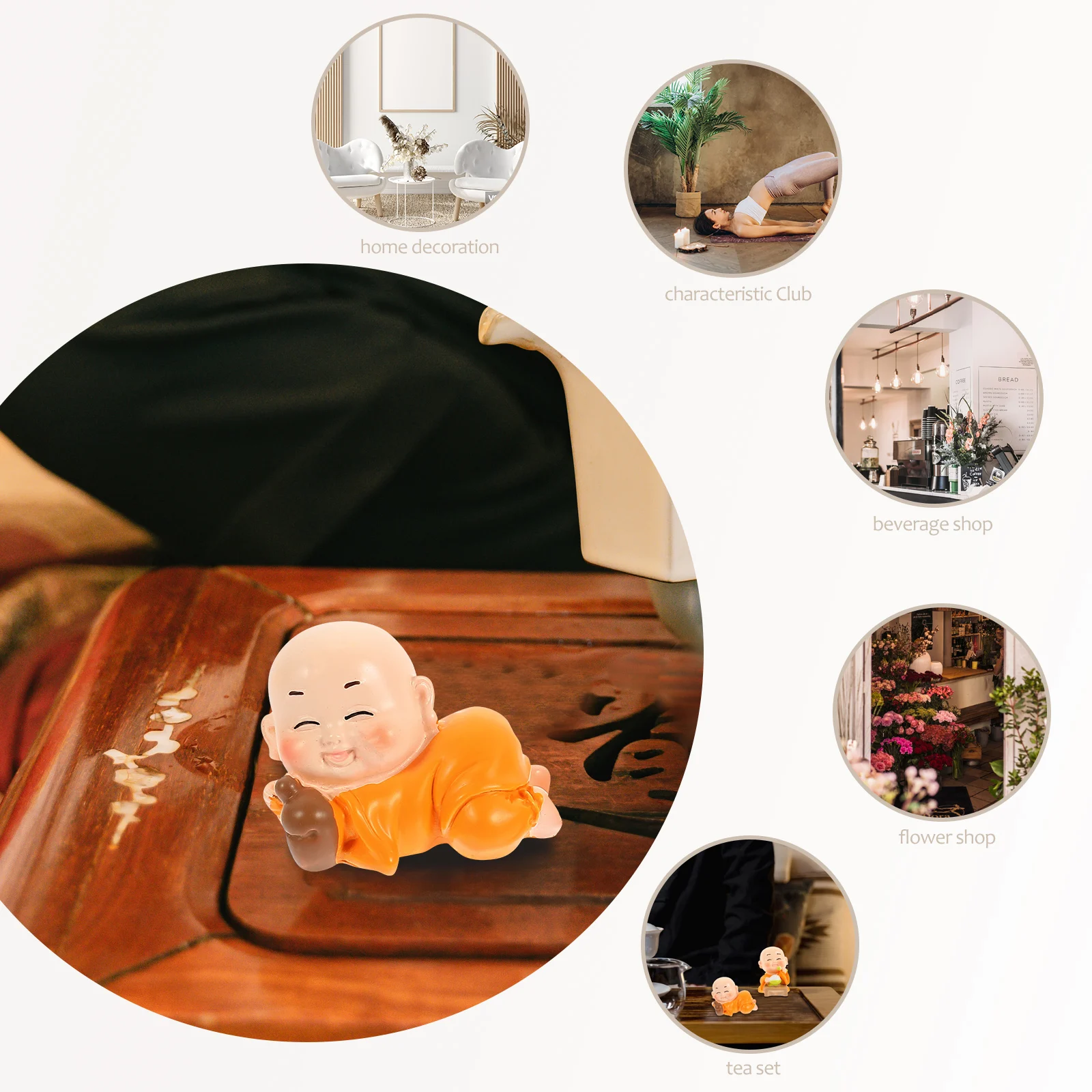 

7Pcs Mini Monk Statue Resin Zen Ornament for Home Decor Desktop Tea Table Decoration Small Sculpture