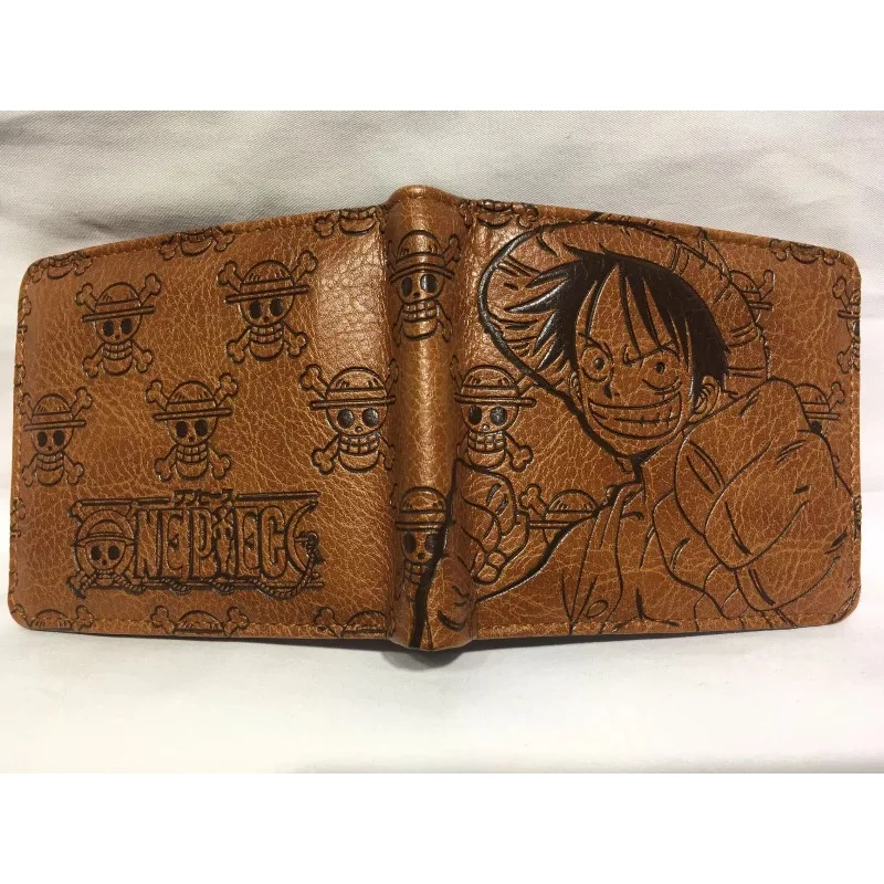 

Cartoon anime One Piece Cute Luffy wallet, PU embossed short wallet, male student zipper Coin Purses card bag birthday present