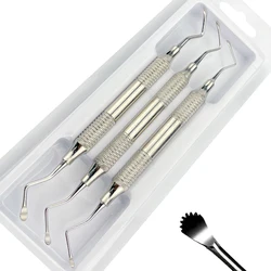Set Dental Curette Jagged Curettes Dentist Scaler Gracey Bone Curette Implant Tools 3Pcs