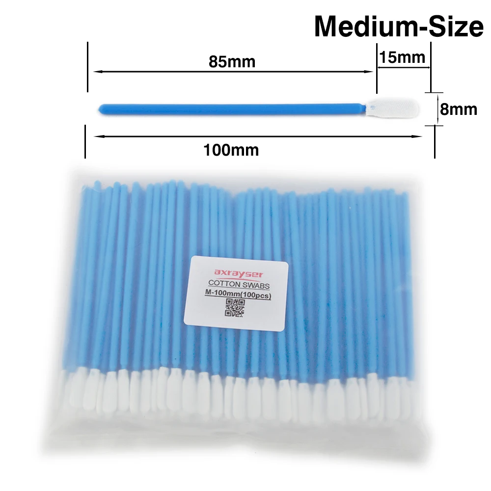 100pcs Cotton Micro Swab Industry Nonwoven Anti-static Dust Off for Lens Protective Window Fiber Laser Head Cleaning Tools