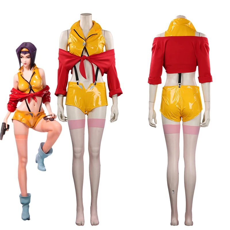 

Anime Cowboy Bebop Faye Valentine Cosplay Costume Yellow Jacket Suit Halloween Carnival Costumes