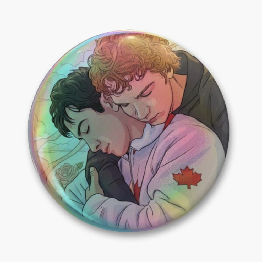 8124 - The Lovers - Ilya Rozanov And Shane Hollander Hollanov Pin Holographic Star Heart Pin Brooches Laminated Button Fashion A