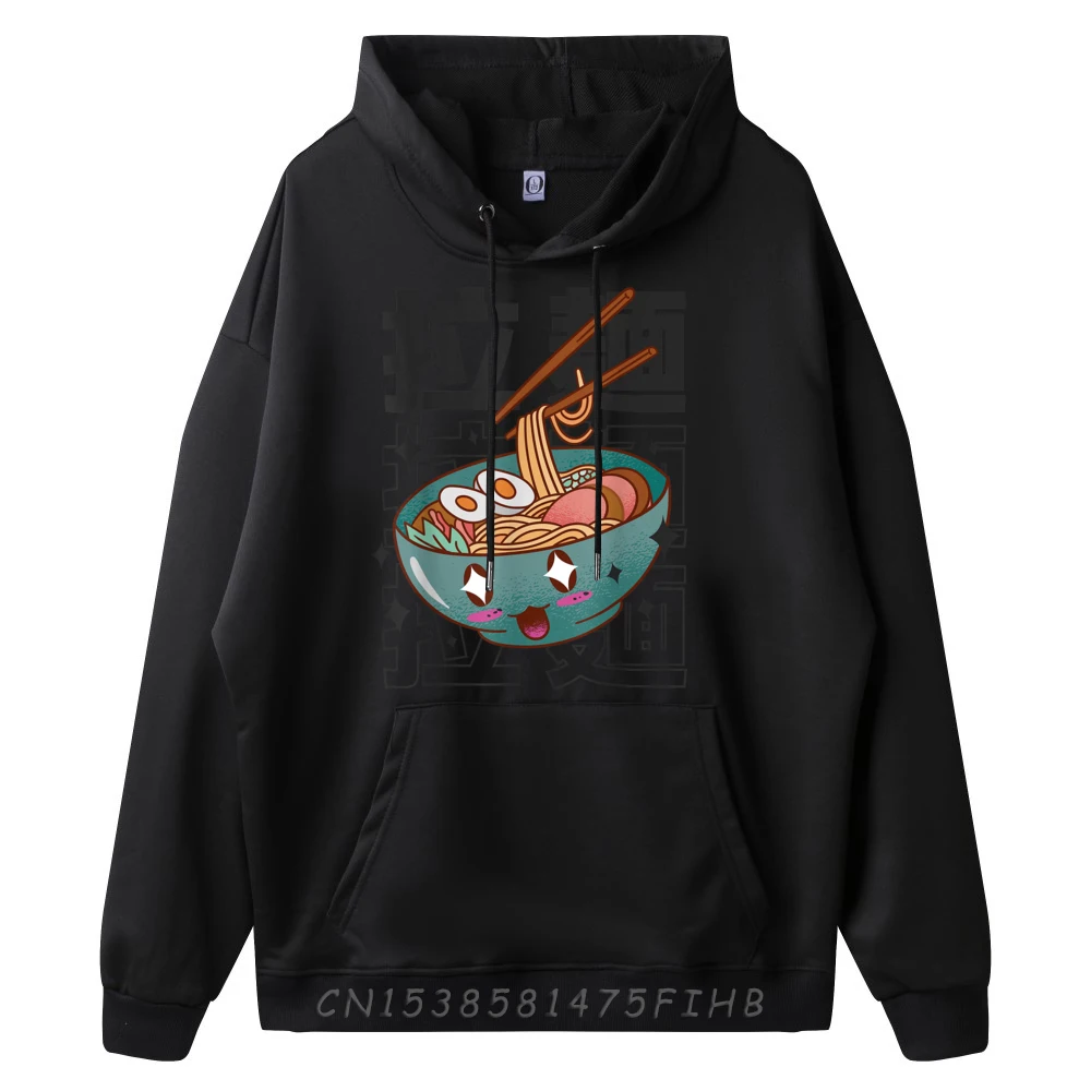 Happy Japanese Noodles Ramen Bowl Kawaii Japan Ramen Hoodies Men 100℅ Polyester Fiber Hoodies