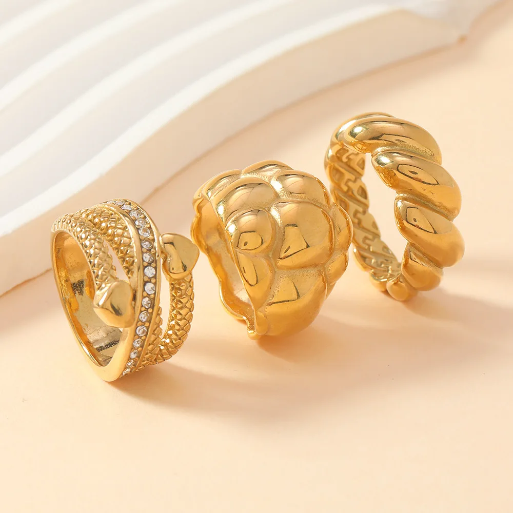 Bague irrégulière en acier inoxydable plaqué or 18 carats, bijoux de moulage, personnalité exagérée, amour, personnes âgées