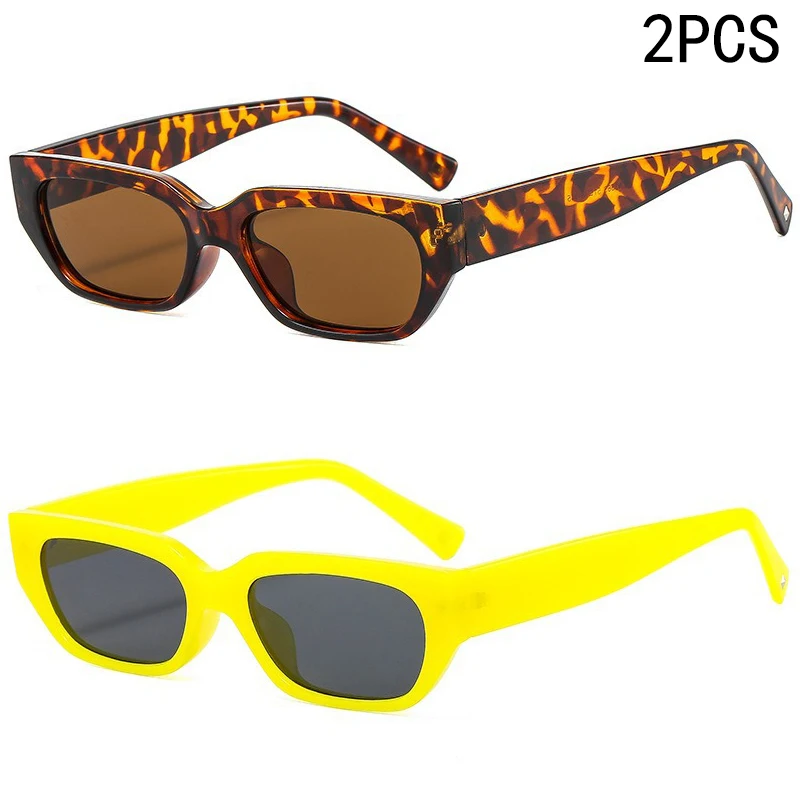 2 uds 2025 gafas de sol cuadradas anchas y estrechas con montura pequeña Retro gafas de sol de coche con protección solar de Color caramelo para hombre JH3081