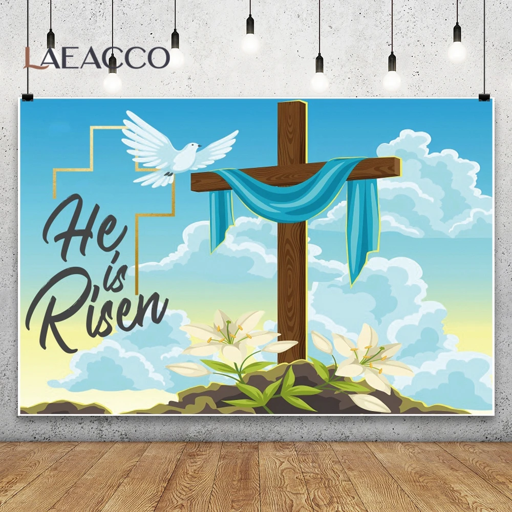 ジェサスクロス,イースターデーの写真の背景,ジェサスクロス,聖クリスチャン,日没,羊,花,装飾バナー