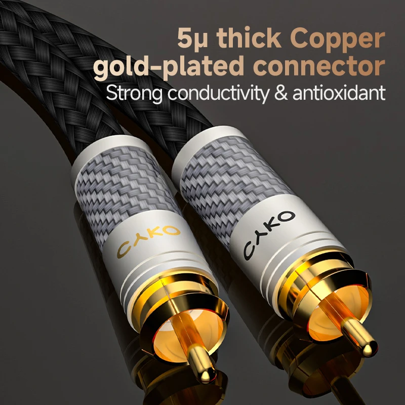 CYKO Hifi RCA إلى RCA ذكر 7N OCC كابل محوري رقمي مطلي بالفضة من ألياف الكربون لـ DVD Projector TV مكبر صوت