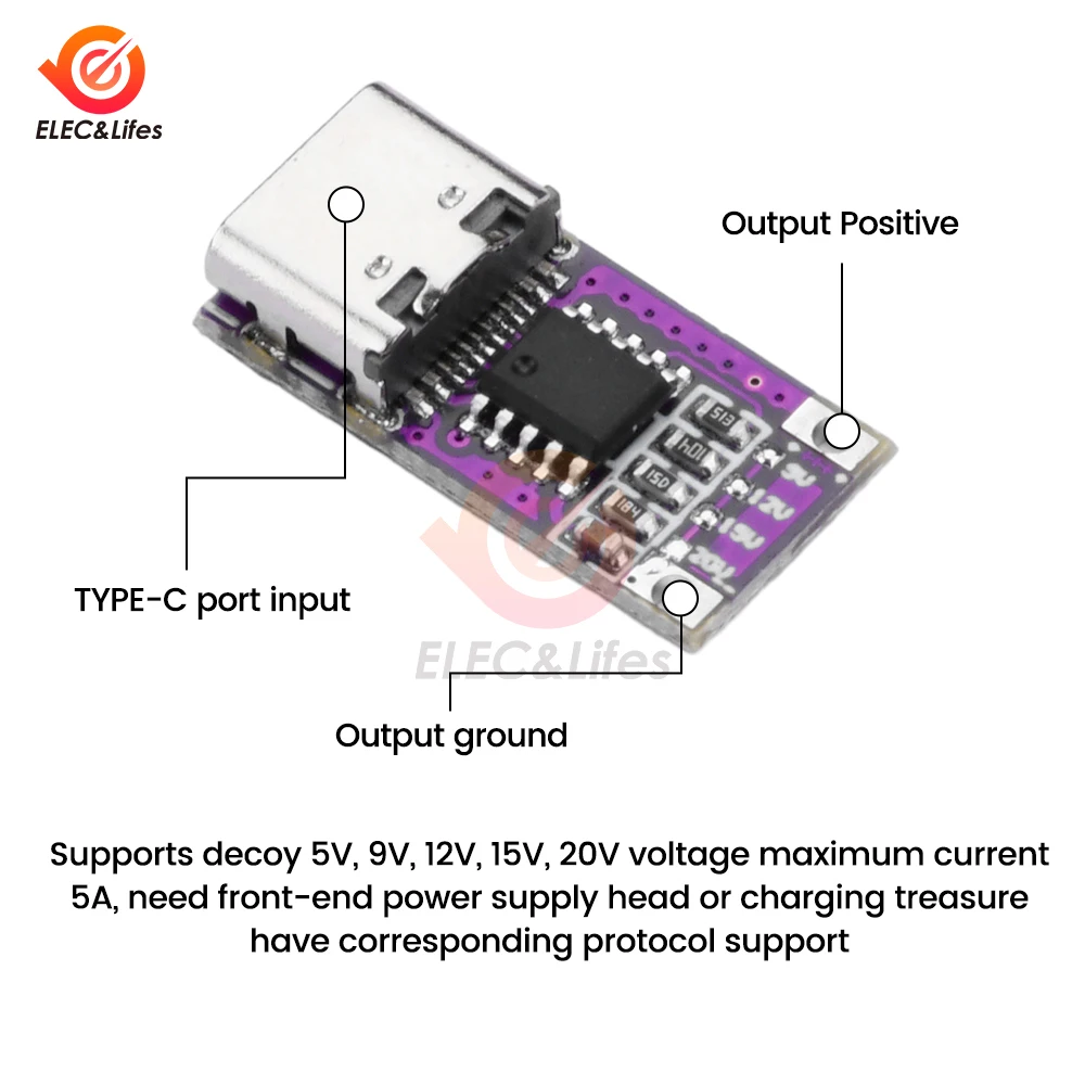 1Pcs PD/QC TYPE-C Decoy Board USB Boost Module PD/QC3.0 2.0 Type-c Trigger Polling Detector Power Fast Charge 5V/9V/12V/15V/20V