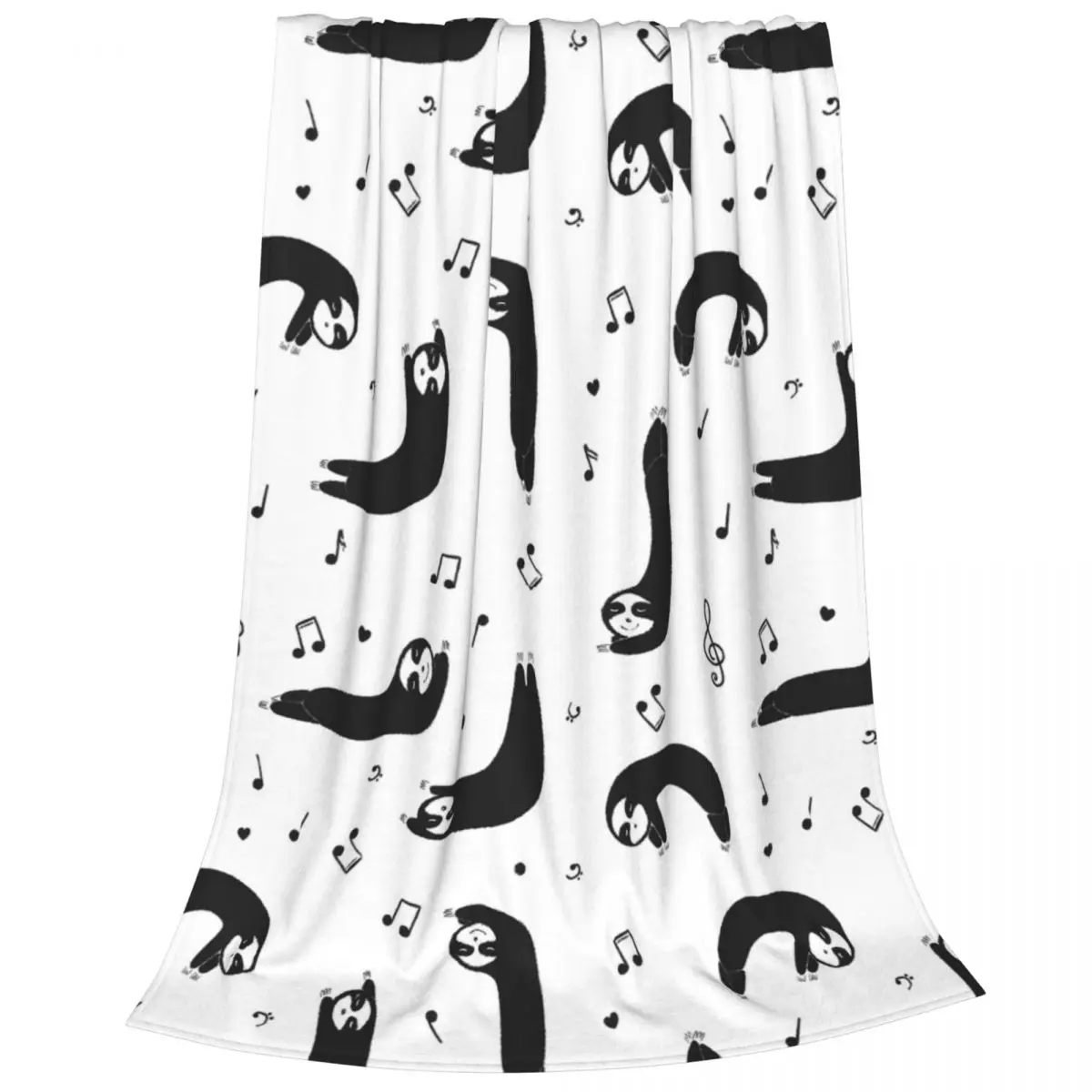 Funny Sloths And Music Notes Pattern Blankets Flannel Breathable Sofa Throw Blankets For Couch Bedding Throws Bedspread Quilt