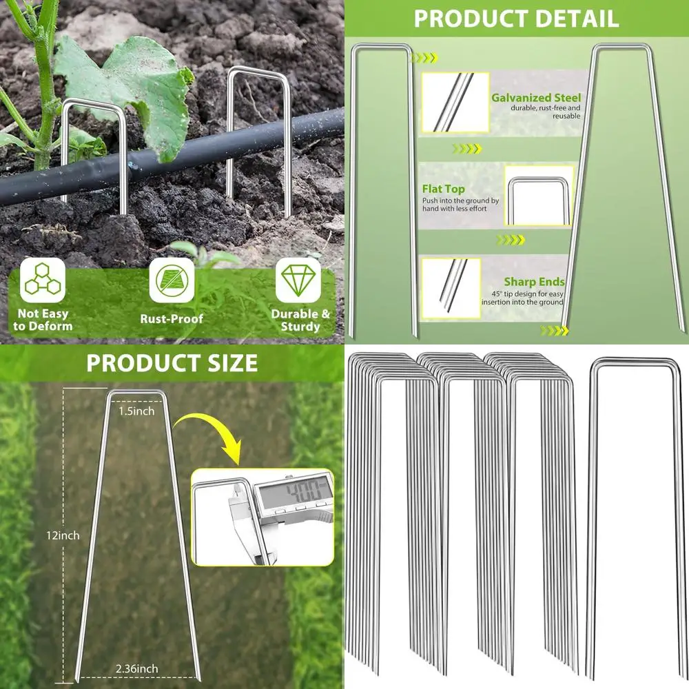 

Садовые скобы-шпильки U-образной формы, оцинкованные, 12 дюймов, 200 штук, 8-го класса прочности, для наружного декора