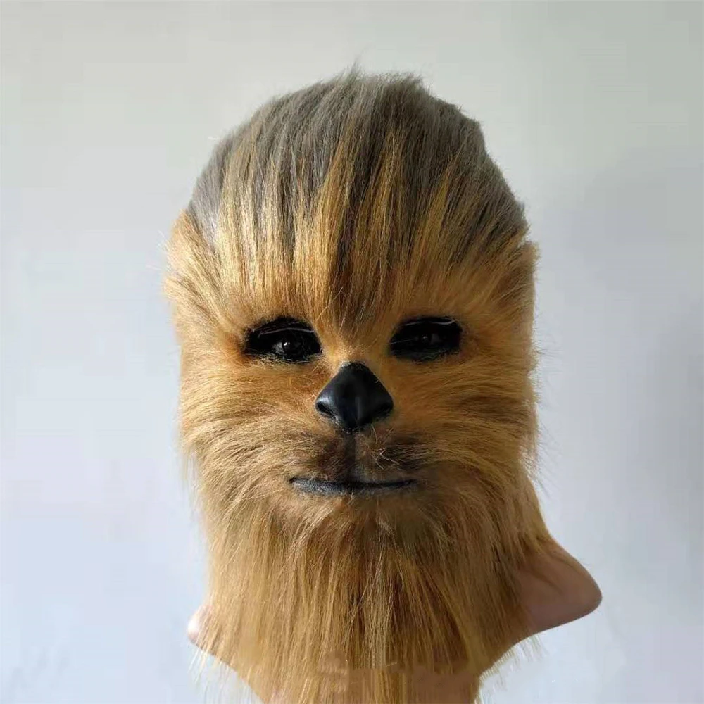 Film Star Wars Chewbacca Cosplay maska rękawiczki Chewie długie włosy kask rękawiczki lateksowe nakrycia głowy Halloween akcesoria do maskarady Prop