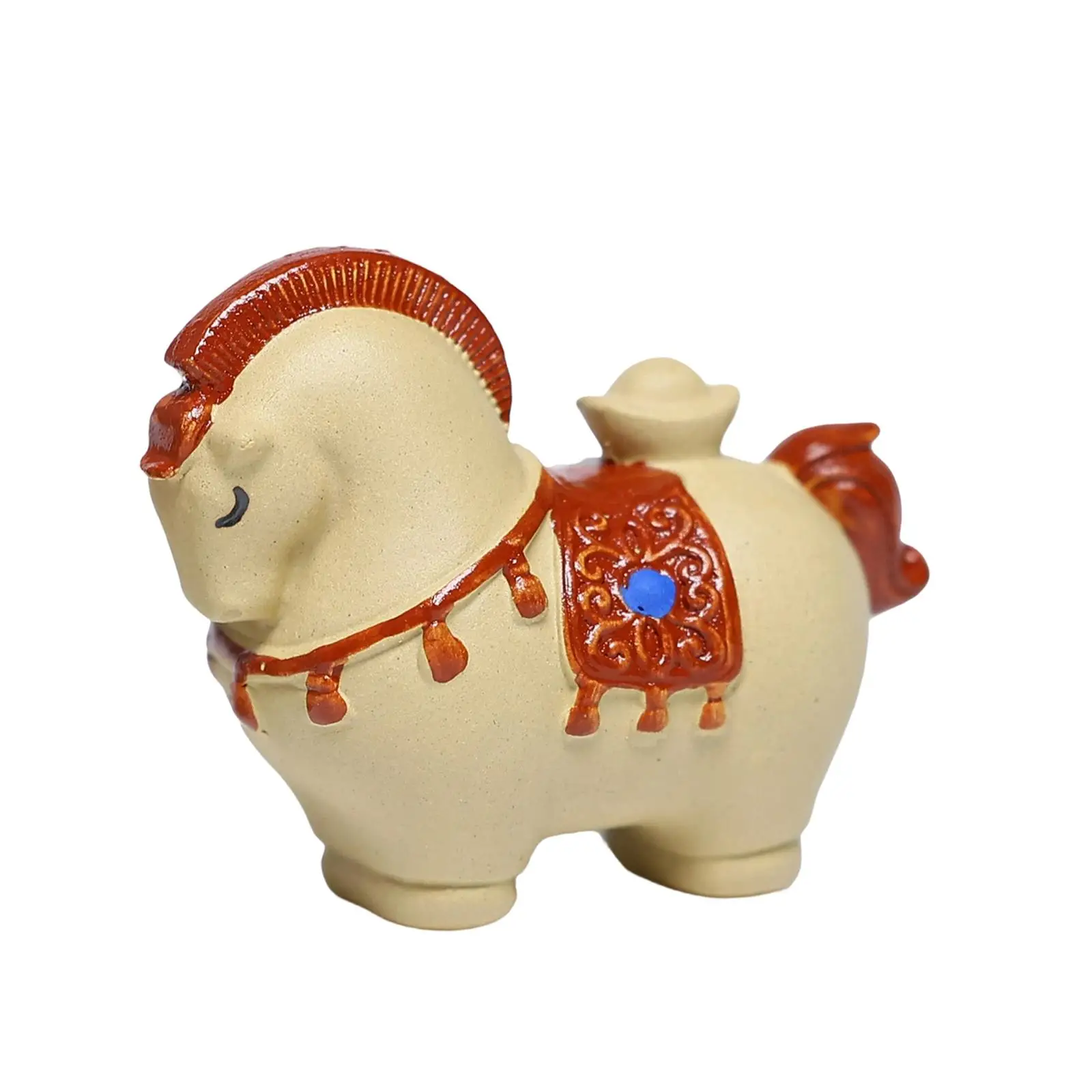 Horse Figurine Traditional Chinese Collection Ceramic Tea Pet Mini Animal Sculpture for Bookshelf Tea Ceremony Bar Study Room