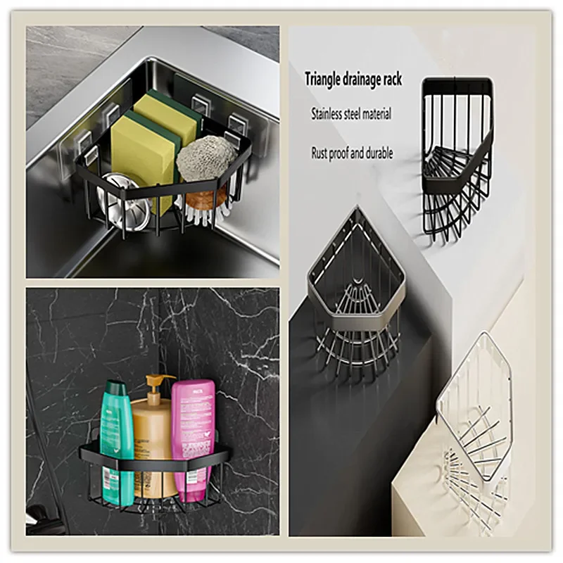 1 יחידות כיור מטבח כיור ניקוז חדר אמבטיה מדף פינת אלומיניום משולש סל מקלחת חדר אחסון מתלה קיר כלים