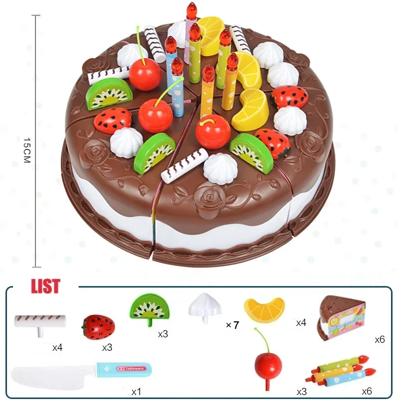 Kinder Spielzeug Simulation DIY Geburtstag Kuchen Modell Küche Pretend Spielen Haus Schneiden Obst Lebensmittel Spielzeug für Kleinkind Kinder Geschenk Junge Mädchen
