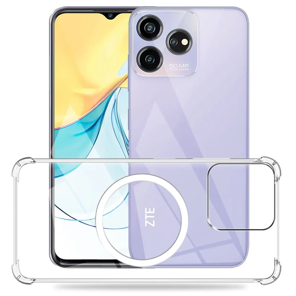 For ZTE Axon 50 Lite Case With Magnetic Wireless Charger Sticker Shockproof Clear Soft Silicone Phone Case For ZTE Axon 50Lite