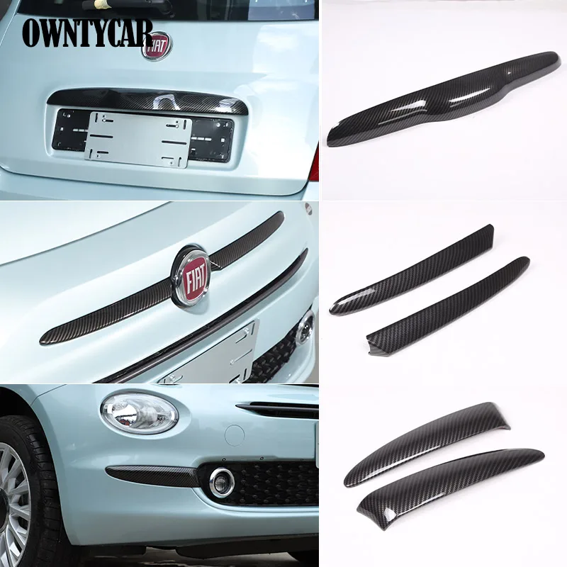 

ABS Carbon Fiber/Black For Fiat 500 2010-2023 Car Tailgate Handle Decorative Strip Sticker Car Accessories