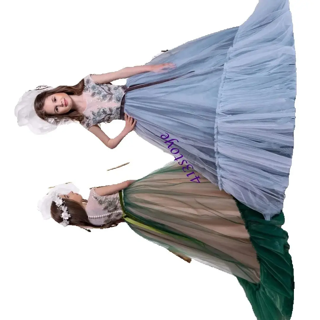 Sukienki dla dziewczynek na wesele z krótkim rękawem, suknie balowe z aplikacjami, sukienki na konkursy piękności, mini sukienki quinceañera, sukienki dla dzieci i niemowląt na zamówienie.