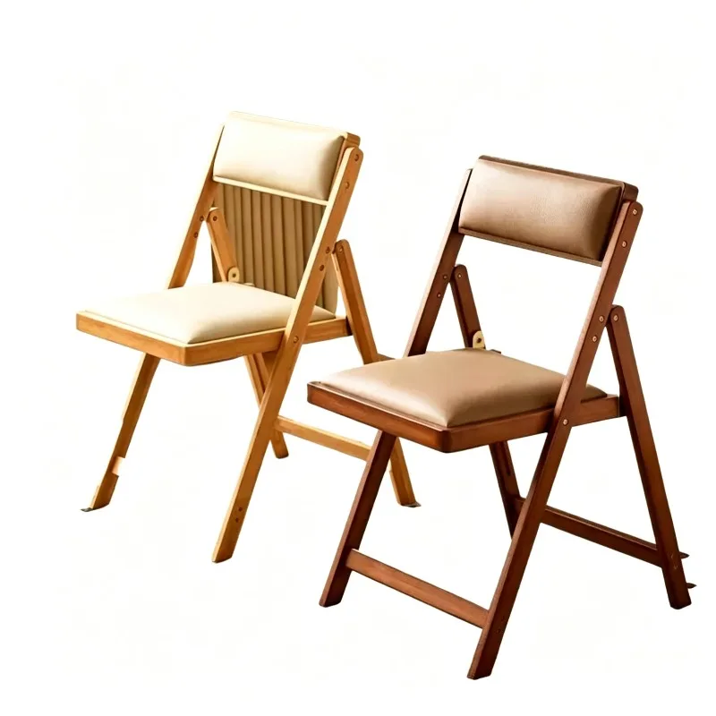 Folding Solid Wood Chair, Multifunctional Backrest Stool for Dining Kitchen Bar, Portable Seat 1 pcs