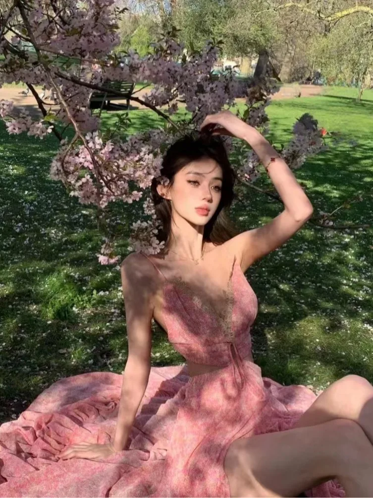 Superbe île Vaion dentelle florale Maxi Dr Sexy pur désir plage côte vacances jupe longue coupe ample V Ne Polyester