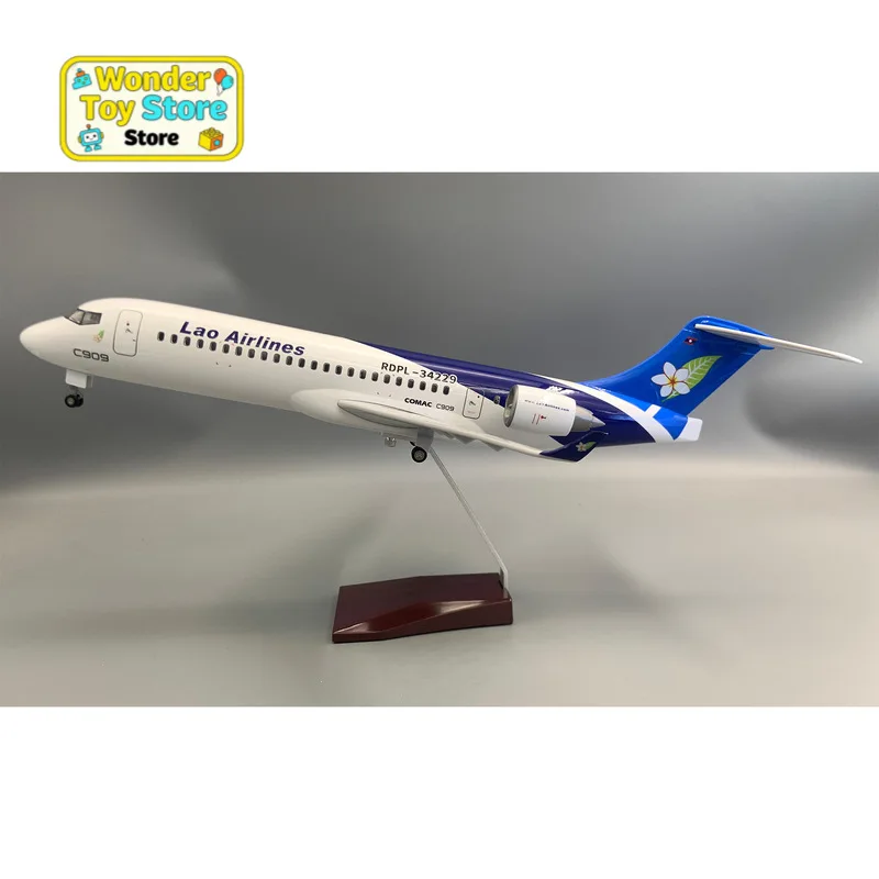 

Lao Airlines COMAC C909 Airplane Model With LED Lights And Wheels Static Simulation Ornament With Stand For Aviation Enthusiasts