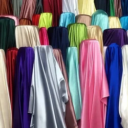 High Density Micro Elastic Satin Fabric By Meters for Clothes Dress Pajamas Costumes Diy Sewing Soft Smooth Opaque Glossy Cloth