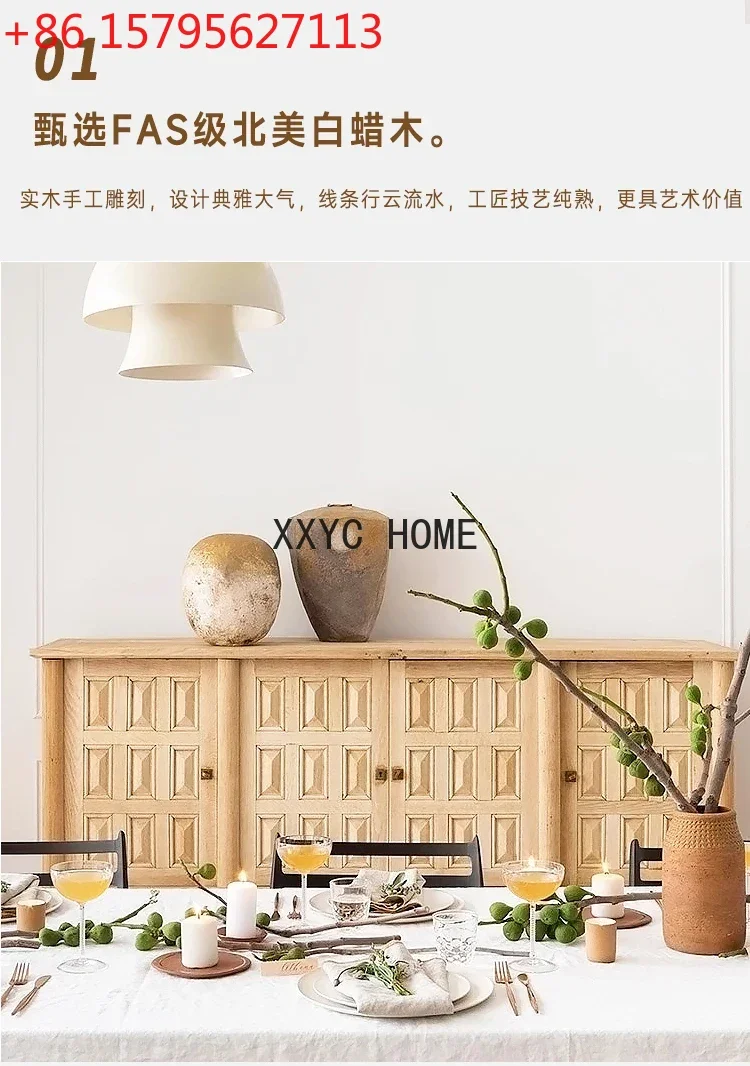 

Тумба-шкаф из массива дерева с объемной резьбой, винтажный, состаренный, для прихожей/столовой/под телевизор